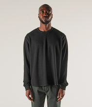 Load image into Gallery viewer, Former - AG Waffle Long Sleeve Shirt in Black