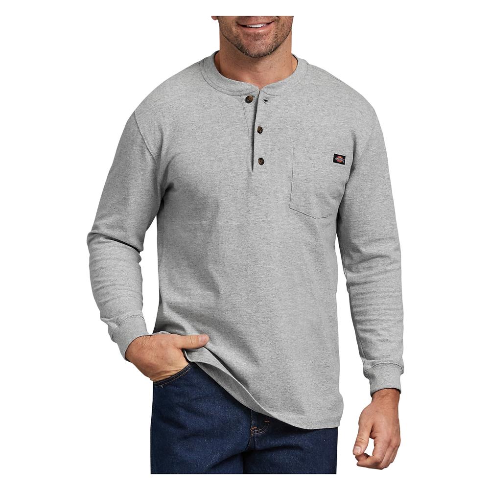 Dickies -  Long Sleeve Heavyweight Henley in Heather Grey