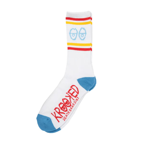 Krooked - Eyes Socks in White/Blue/Yellow/Red