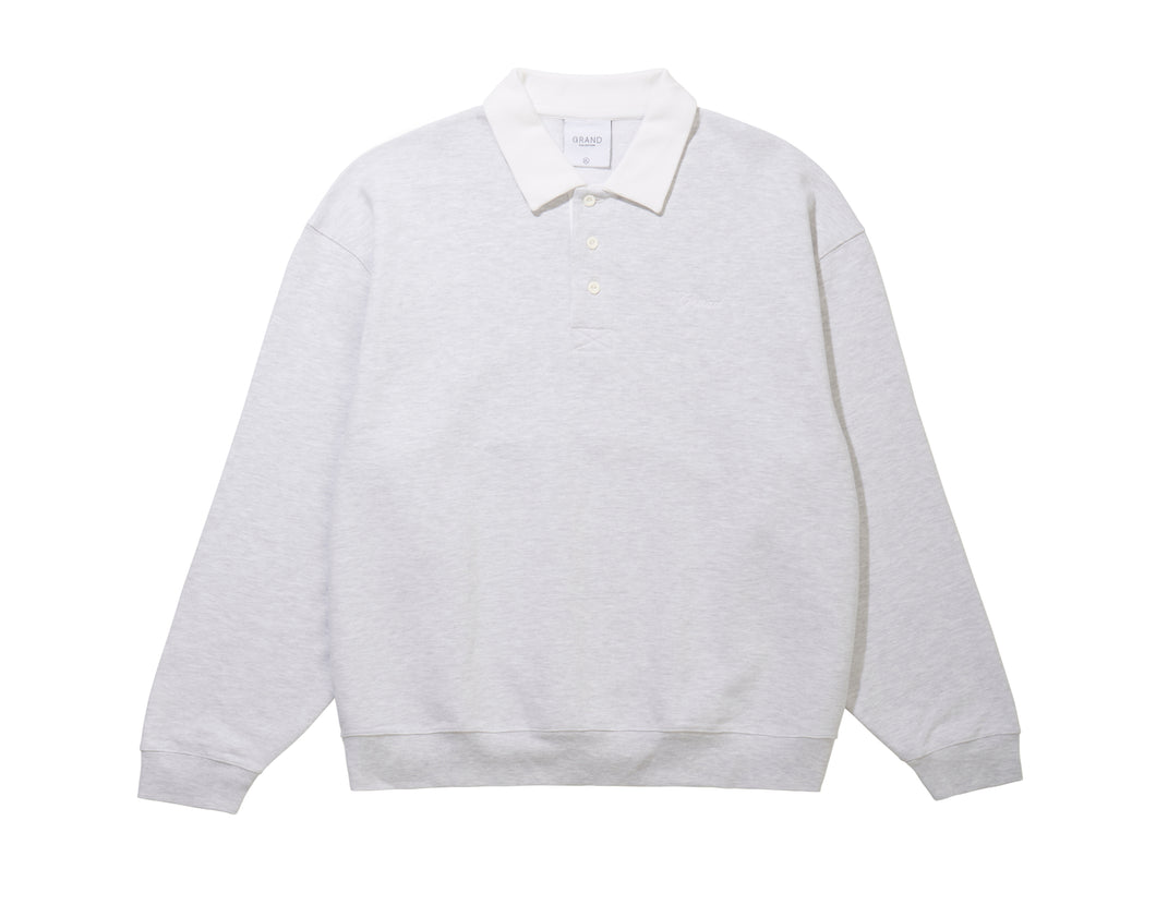 Grand Collection - Collared Sweatshirt in Ash/White
