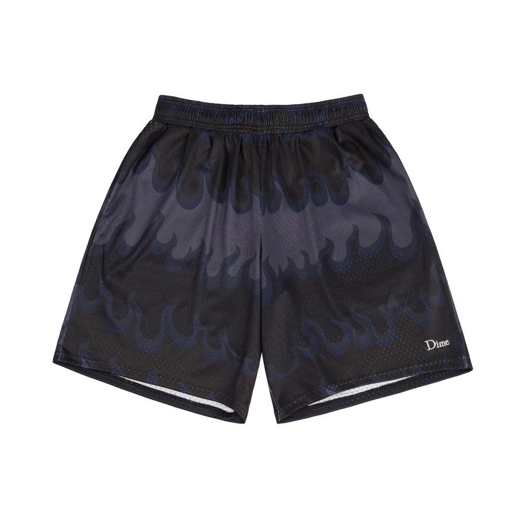 Dime - Space Flame Mesh Shorts in Black