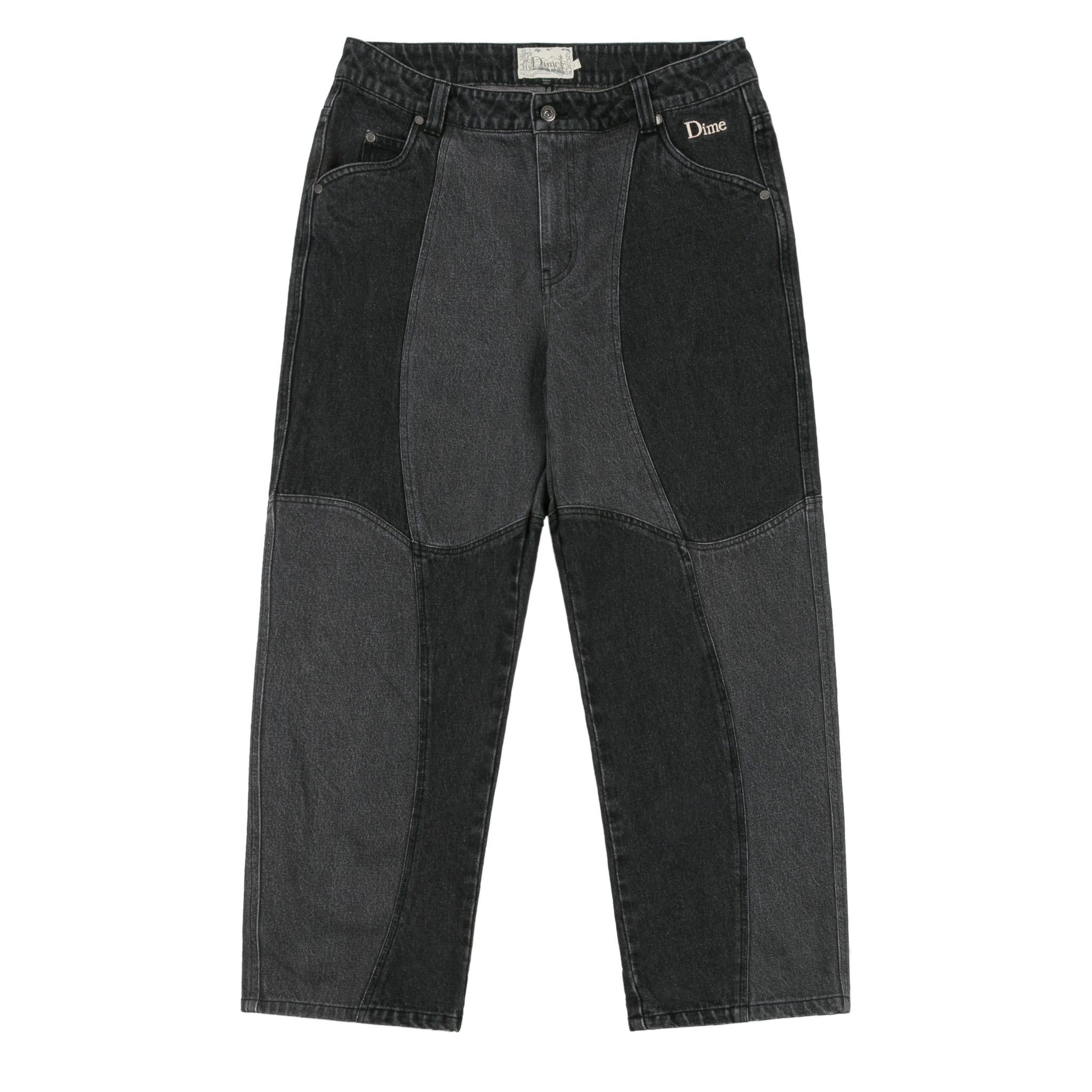 Dime - Blocked Relaxed Denim Pants in Black Washed – Primary 