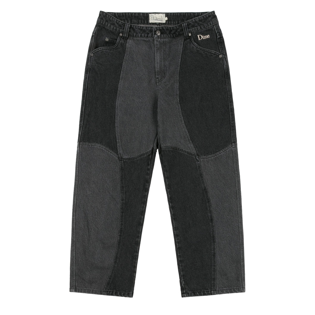 Dime - Blocked Relaxed Denim Pants in Black Washed