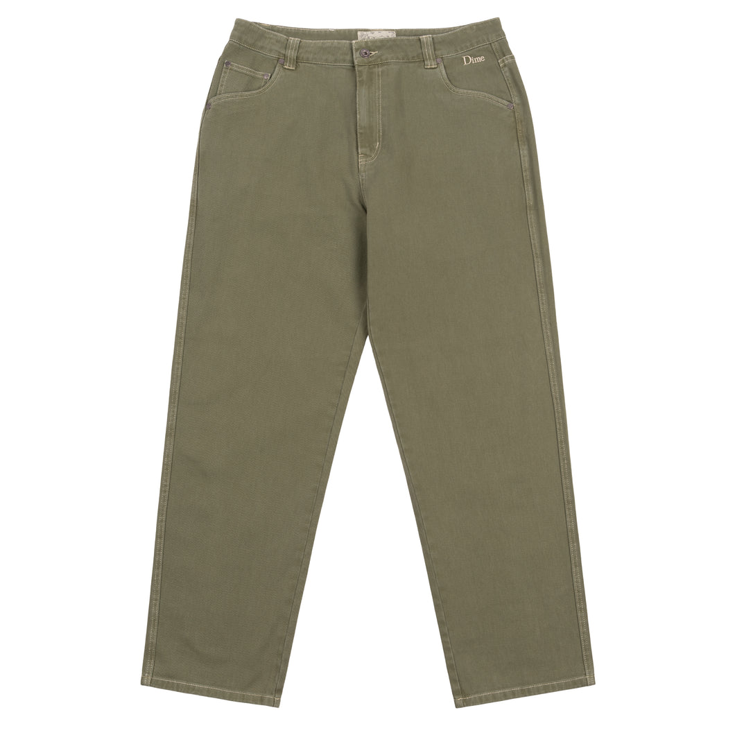 Dime - Classic Relaxed Denim Pants in Green Washed