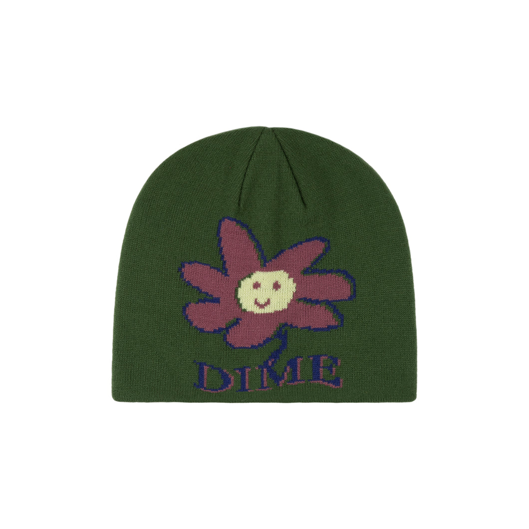Dime - Cute Flower Skull Cap Beanie in Ivy Green