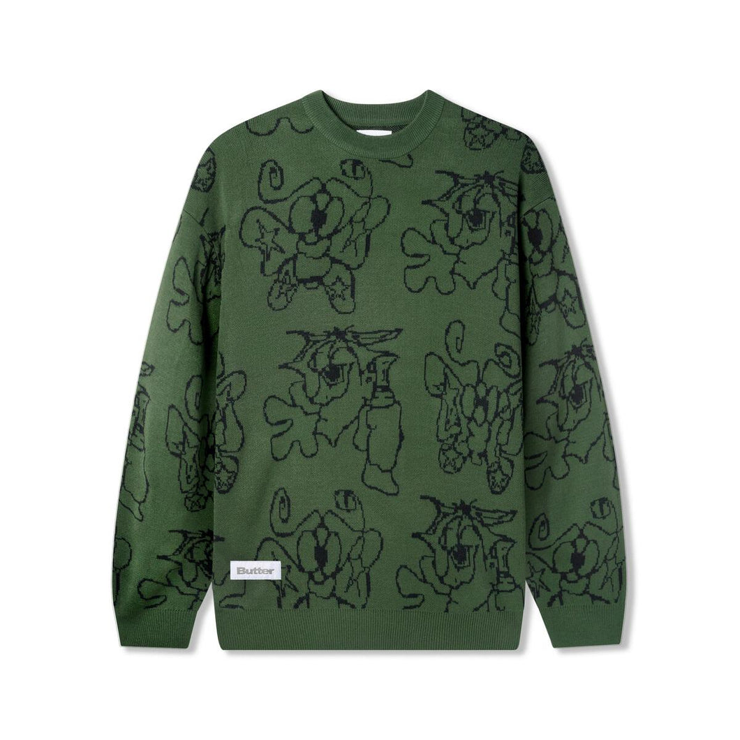 Butter Goods - Spray Knit Sweater in Forest