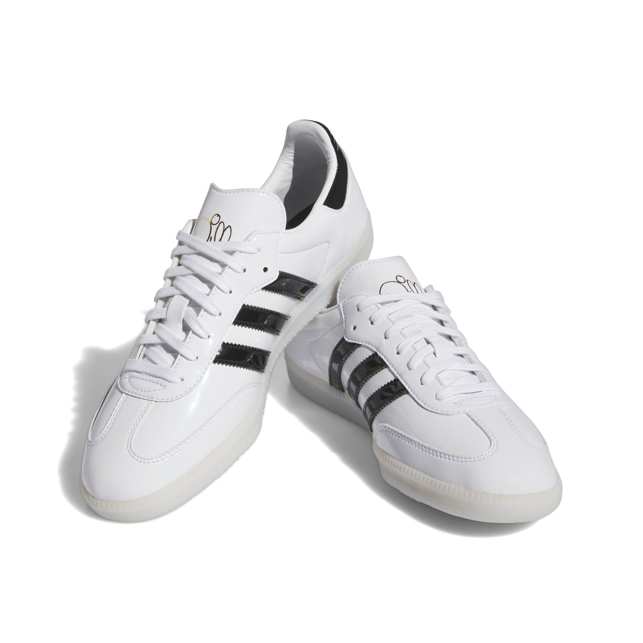 Adidas Dill X Samba Patent Leather in Cloud White Core Black Gold Metallic