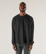 Load image into Gallery viewer, Former - AG Waffle Long Sleeve Shirt in Black
