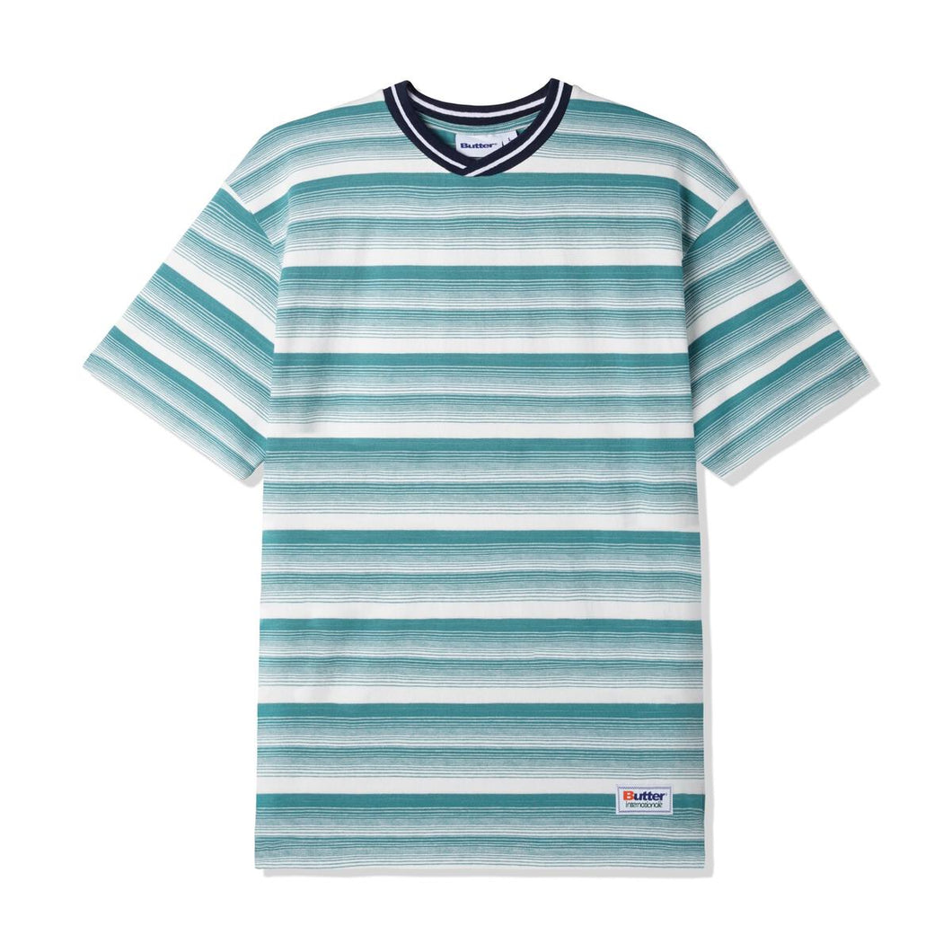 Butter Goods - Internationale Striped Tee in White/Teal