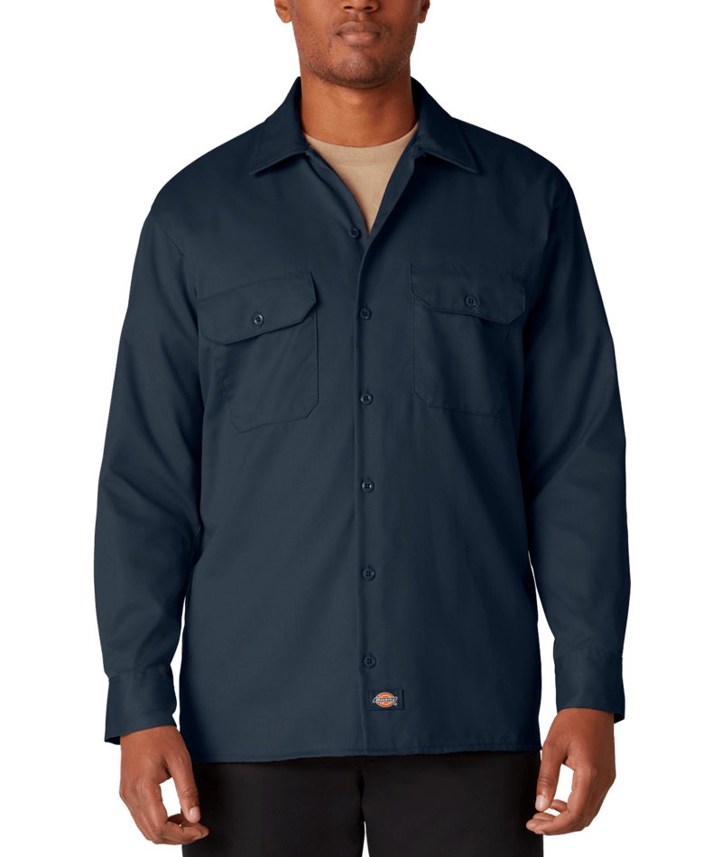 Dickies - Mens Long Sleeve Twill Work Shirt in Dark Navy