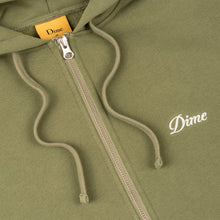 Load image into Gallery viewer, Dime - Cursive Small Logo Zip Hoodie in Army Green
