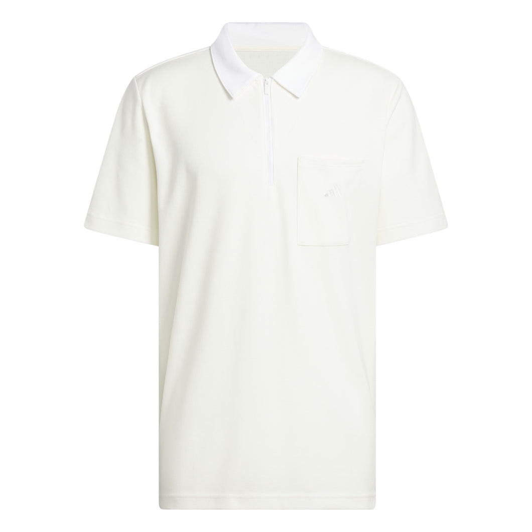 Adidas - Essentials Quarter-Zip Polo Shirt in Off White