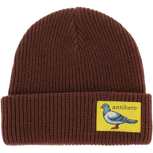 Anti-Hero - Lil Pigeon Label Cuff Beanie in Brown/Yellow
