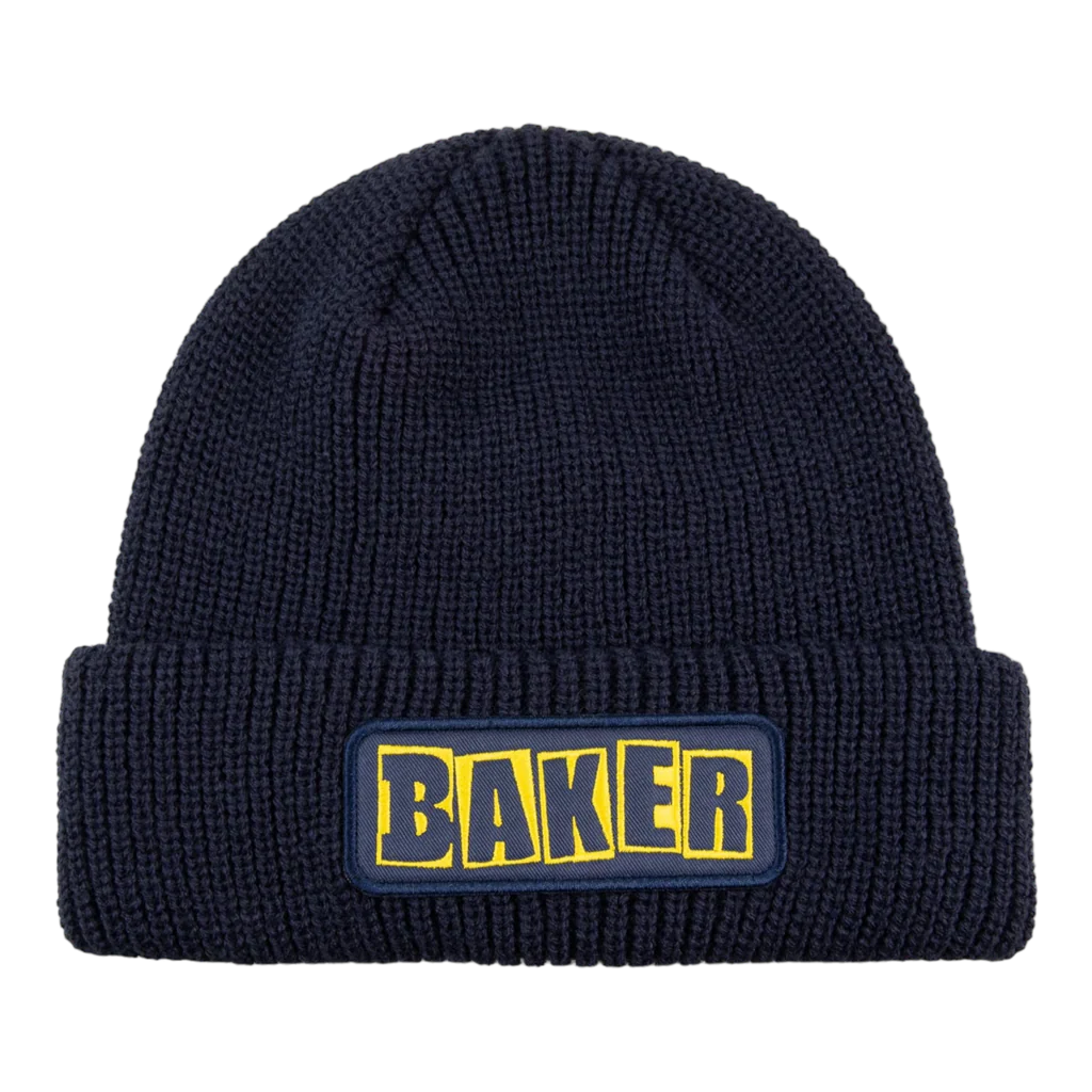 Baker - Brand Logo Beanie in Navy/Yellow