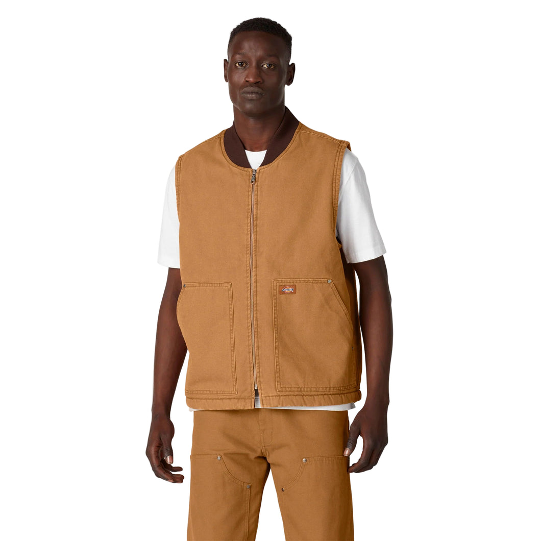 Dickies - Lined Duck Vest in Stonewashed Brown