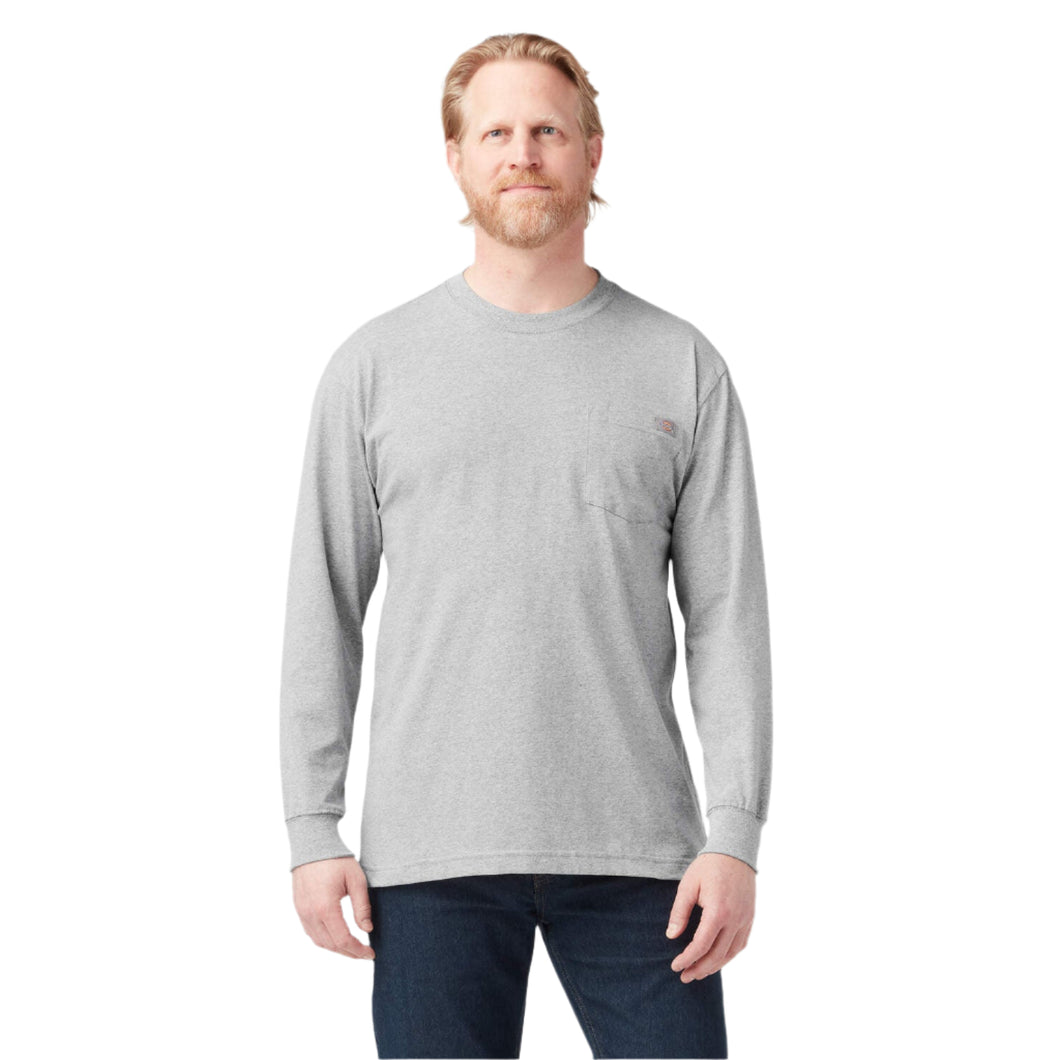 Dickies - Heavyweight Long Sleeve Pocket T-Shirt in Heather Grey