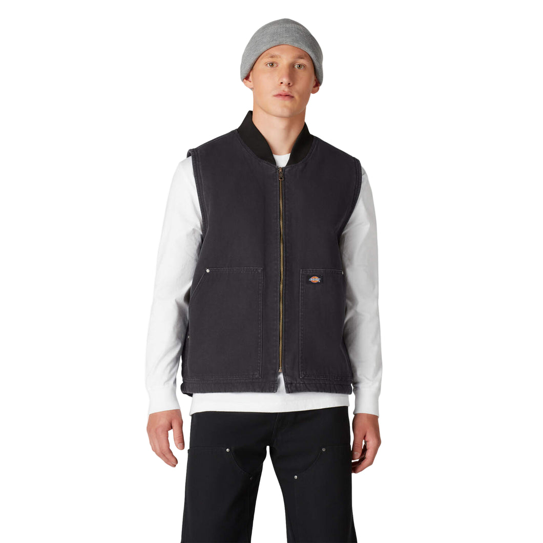 Dickies - Lined Duck Vest in Stonewashed Black