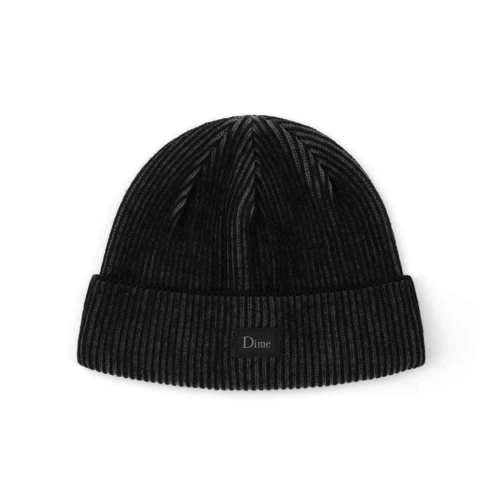 Dime - Classic Rib Beanie in Black/Charcoal