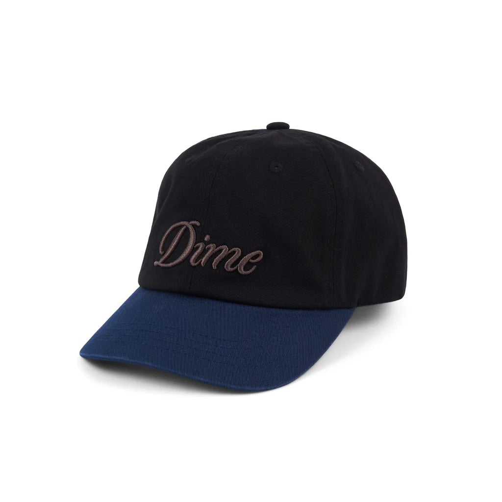 Dime - Cursive Lo Pro Cap in Black/Midnight