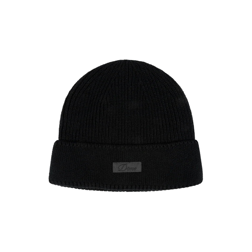 Dime - Cursive Rib Beanie in Black