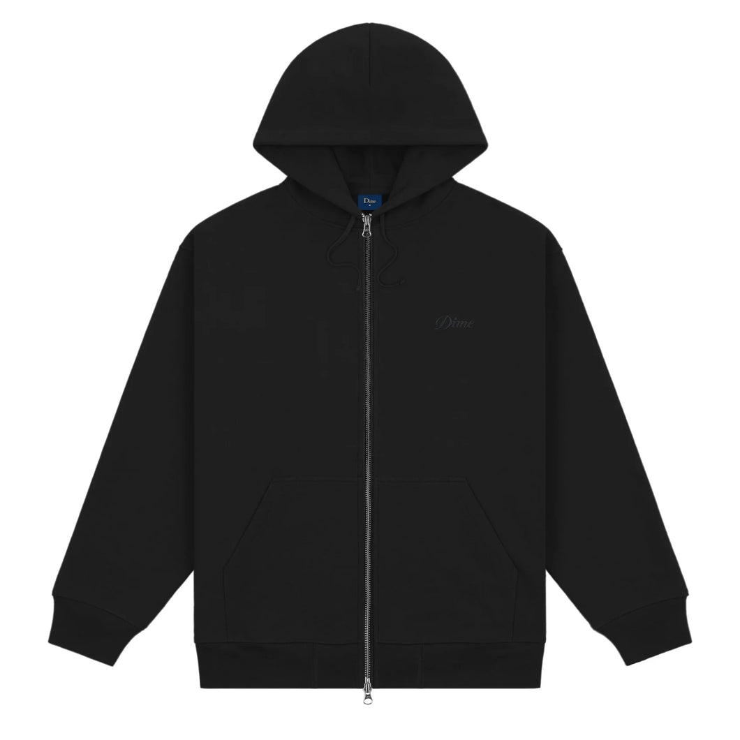 Dime - Cursive Zip Hoodie in Black