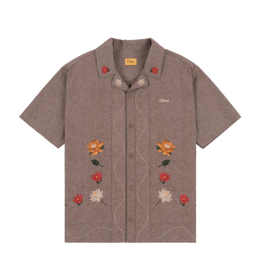 Dime - Lotus Button Up SS in Heather Brown