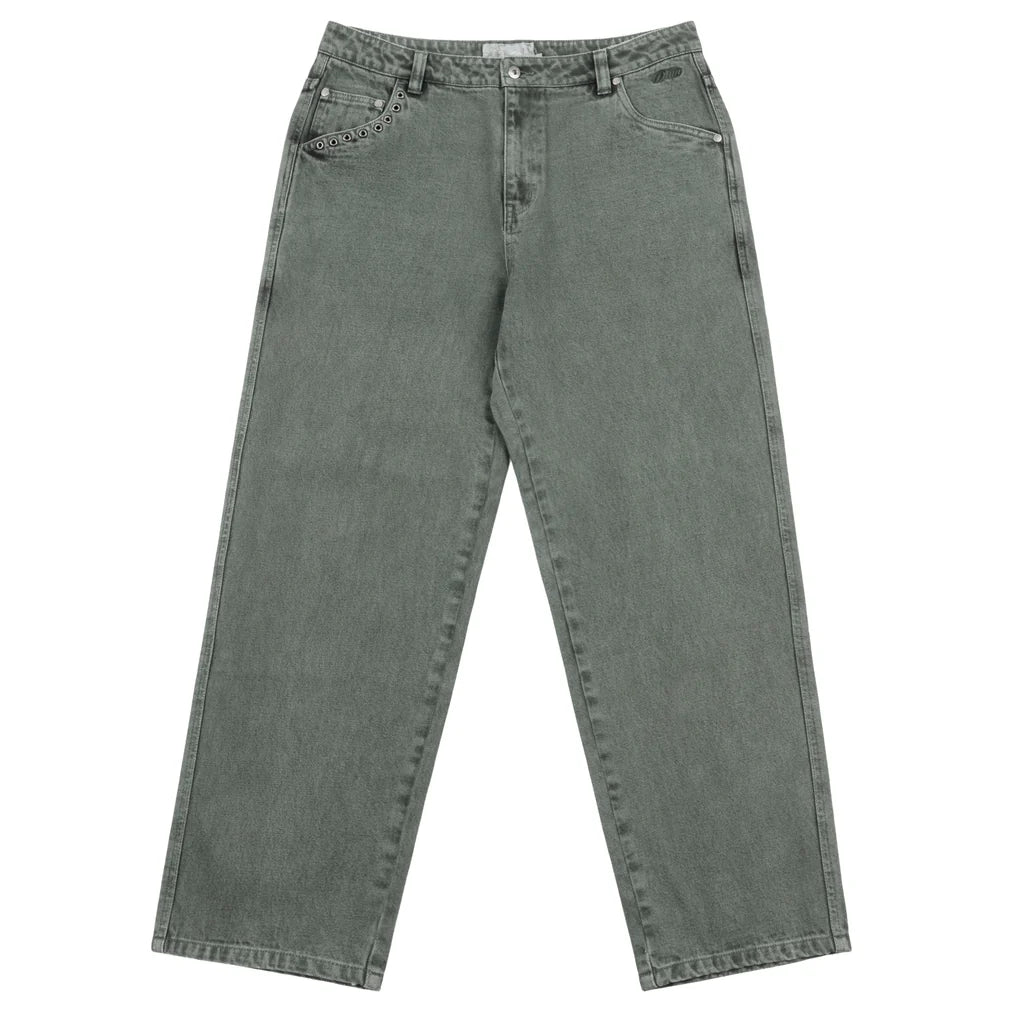 Dime - Classic Relaxed Denim Pants in Faded Green