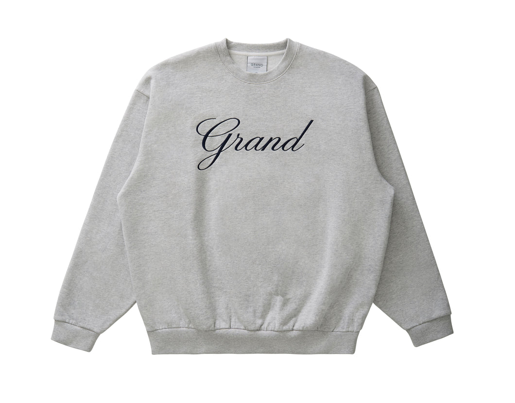 Grand Collection - Embroidered Crewneck in Ash Grey