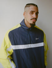 Load image into Gallery viewer, Grand Collection - Quarter Zip Nylon Pullover in Navy/Yellow
