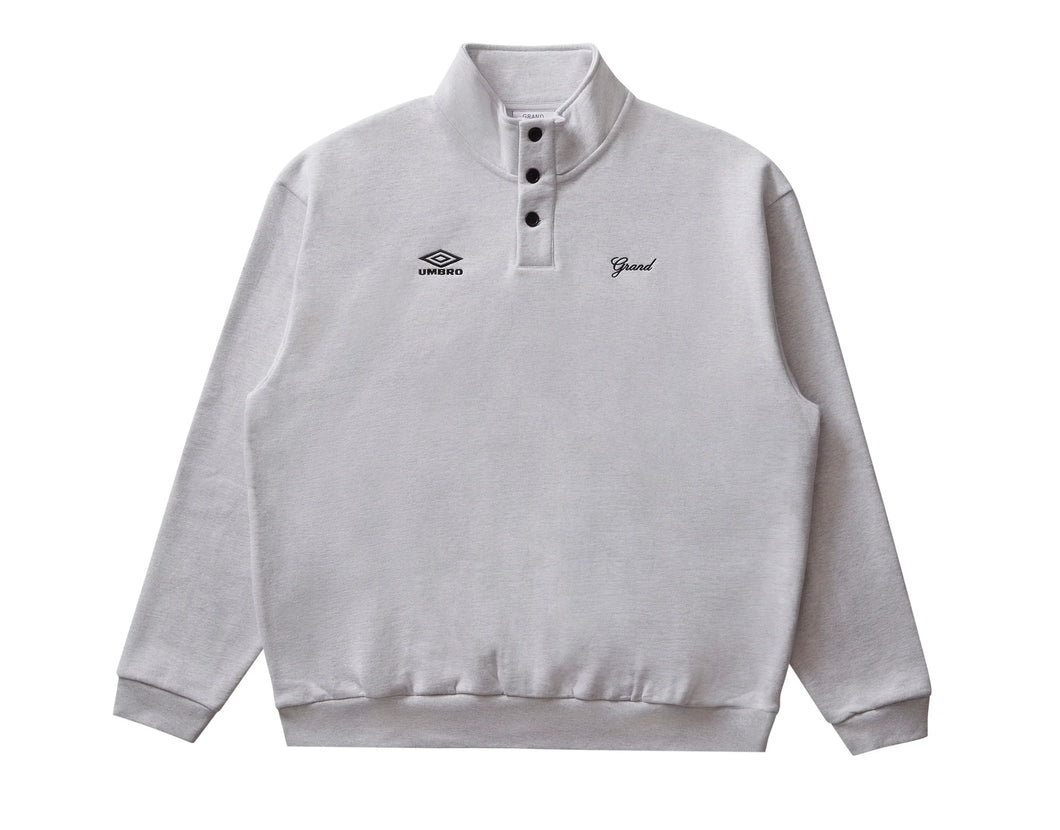 Grand Collection - Grand X Umbro Sweatshirt With Button Collar in Ash Grey