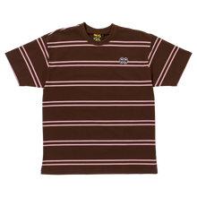 Load image into Gallery viewer, Krooked - Eyes EMB Stripe Tee in Brown/Pink/Black/White
