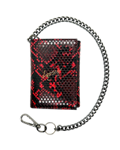 Load image into Gallery viewer, Loosey Loves You - Chain Gang Wallet in Red Snake Skin
