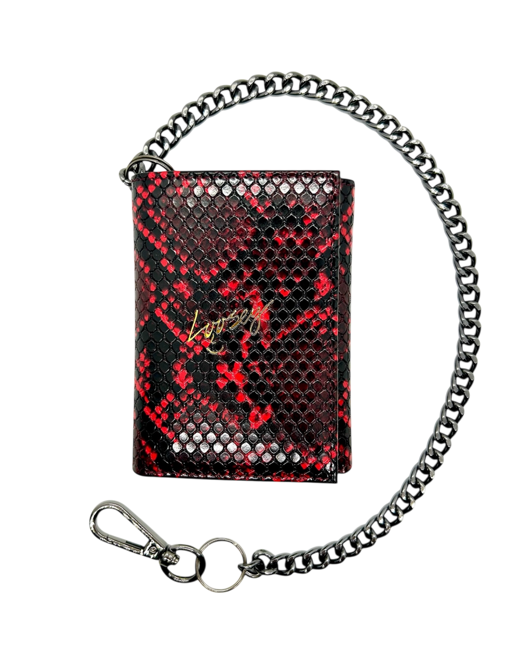 Loosey Loves You - Chain Gang Wallet in Red Snake Skin