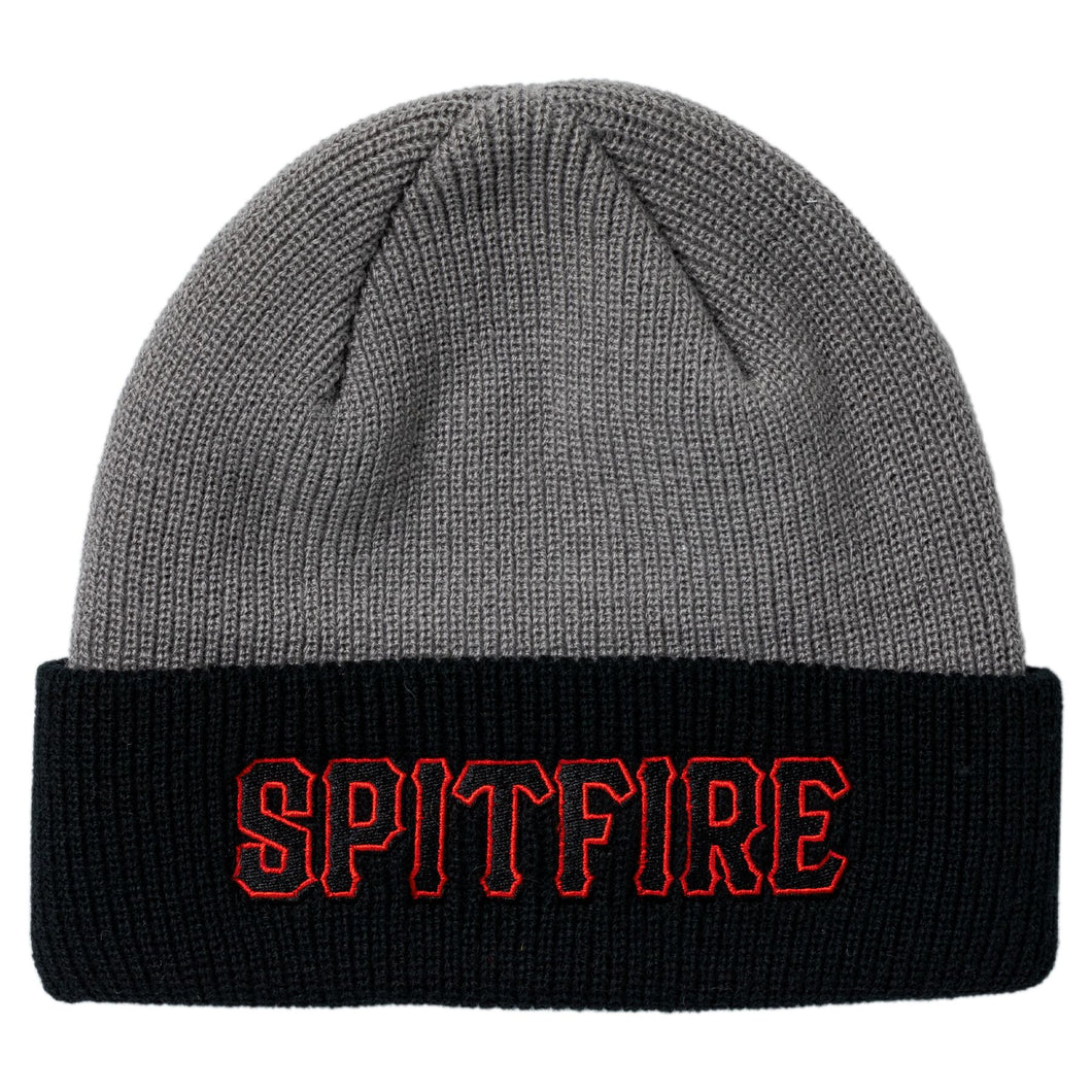 Spitfire - Spitball Cuff Beanie in Charcoal/Black/Red