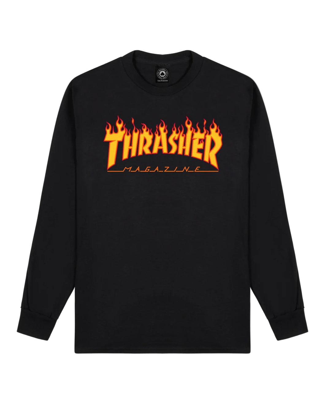 Thrasher Magazine - Flame Logo Long Sleeve in Black