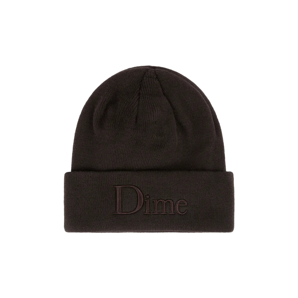 Dime - Classic 3D Logo Beanie in Dark Brown